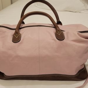 Latico Light Pink and Brown leather weekender bag--Used once.